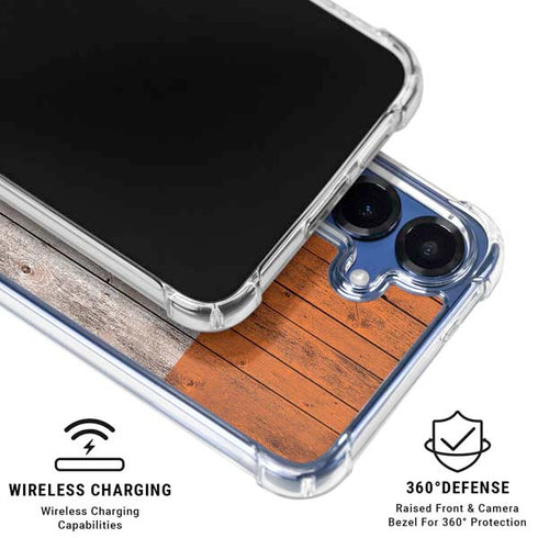 Ireland Flag Dark Wood Galaxy S25 Clear Case